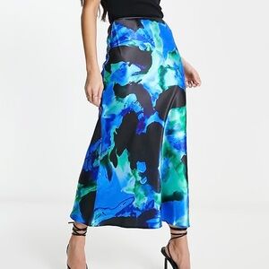 ASOS Vibrant Blue and Green Midi Skirt
